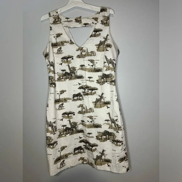 Banana  republic Women’s dress giraffe Elephant Sz6 - Picture 2 of 12